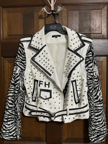 Giacca pelle bianca - pelle, con