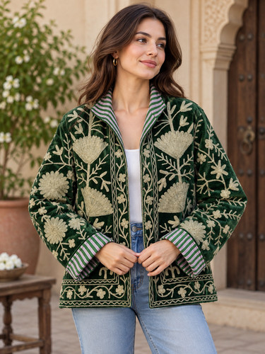 Giacca donna verde velluto